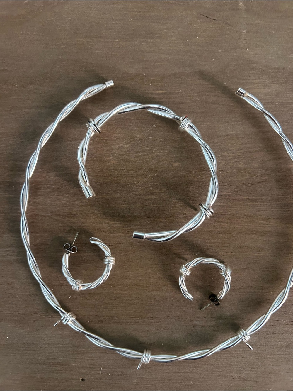 Montana SilversmithTwisted Wire Jewelry Set - Necklace, Bracelet & Hoop Earrings